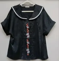 axes femme セーラーカラー 半袖シャツ 黒のサムネイル