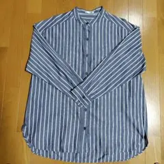 ハニーズ　縦ストライプバンドカラーシャツ　M