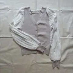 GRL リブ編みカーディガン フリル袖 長袖