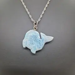 綺麗な青色 天然ラリマー イルカ ペンダントトップ シルバー925 - メルカリ