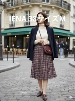 IENA 赤と黒のチェック柄プリーツスカート　M