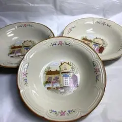 風景画装飾の皿 3枚セット　昭和レトロ