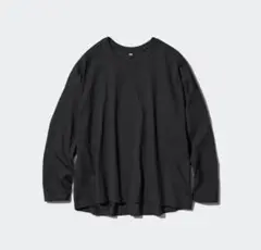 新品　スムースコットンリラックスT 長袖　黒　S