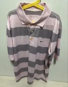 Nike ストライプ ゴルフシャツ ピンク グレー