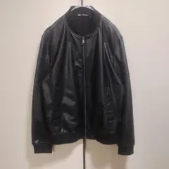 ZARA ザラ フェイクレザーブルゾン Lサイズ ブラック ボンバージャケット