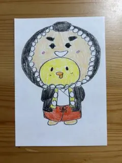 子供の絵　手描きイラスト　ひよこ　カブッキー　ご当地　アナログイラスト