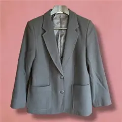 日本製 ウール100% ジャケット 黒 ブラック ボタン S レディース