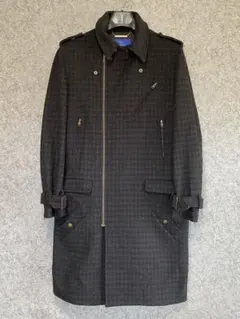 新品 Paul Smith チェスターコート 千鳥柄 牛革 銀ボタン M レザー