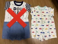 ミキハウス　DOUBLE.B 車　ロンパース　デニム