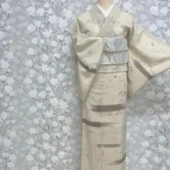 mimi様 専用！夏物 絽 白地に白とブルーの刺繍 ししゅう Lサイズ 訪問