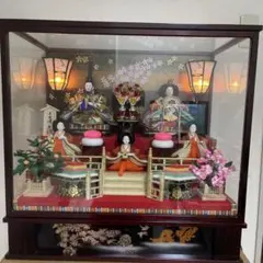 雛人形 親王飾り ガラスケース入り ぼんぼり点灯 ひな祭りオルゴール
