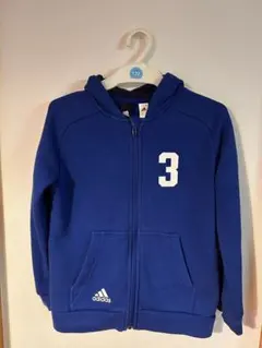 adidas 青 裏起毛　フルジップパーカー 120