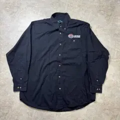 アメリカ古着　長袖シャツ　刺繍　ロゴ　ブラック　 XL 6340