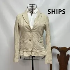 8007 ベージュ リネン テーラードジャケット　SHIPS
