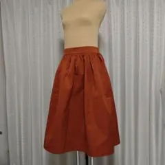 ZARA　赤茶（かばいろ） フレアスカート ゴムウエスト ポケット付き