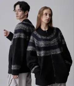 【即完品】CLEL ノルディック ジャガードドライバーズニット　ブラック系　S