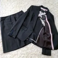 ポールスミスブラック　スカートスーツ　総裏花柄　大きめサイズ　美品　黒　XL相当 ポールスミスブラック スカートスーツ 総裏花柄 大きめサイズ 美