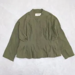 コンジェペイエ ノーカラージャケット【F】リネンブレンド カーキ zzのサムネイル