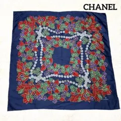 CHANEL ジュエリープリント スカーフ ネイビー - メルカリ