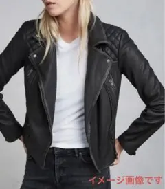 オールセインツ　レザージャケット ブラックグレー