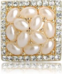 MECHOSEN パール スクエアのブローチ 18k ゴールドメッキ ピンバッジ