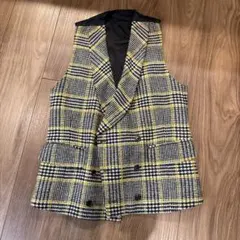 ガブリエレパジーニ　チェック柄ダブルブレストベスト