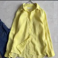 UNITED ARROWS リネンシャツ 麻100% 長袖 黄色 ゆったり - メルカリ