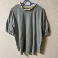 半袖シャツ ひらひら 二枚重ね風 ライトグレー 水色 白