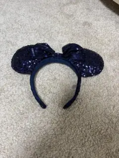 ネイビー スパンコール ミニー耳カチューシャ