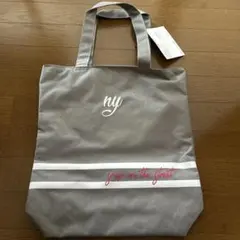 【新品未使用品】グレー トートバッグ メッセージプリント　グレー　ny