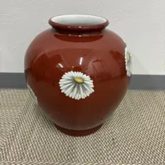 オールドノリタケ】日陶 朱地白菊花瓶（大) フラワーベース 28cm