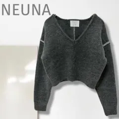n1【ヌナ】ニット/美品 Vネック ショート丈 おしゃれ 人気 グレー 上品 柔のサムネイル