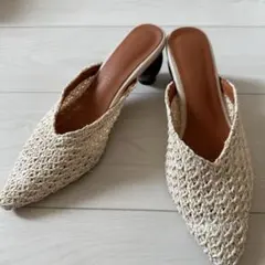 メッシュ サンダル ウッドヒール ベージュのサムネイル