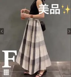 未使用 《GRL》 チェック柄フレアロングスカート［cc01］