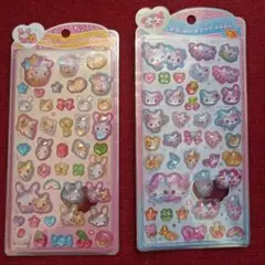 フワフワらびちゃん、まじかるみゅーちゃん　うるちゅるポップシール　２個セット