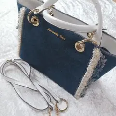 サマンサベガ ハンドバッグ デニム パール フリンジ 2WAY トートバッグ