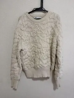 ZARA パール装飾付きニットセーター S