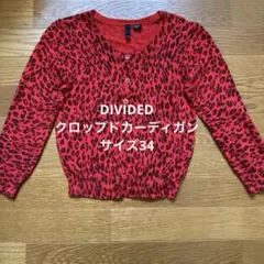 DIVIDED ヒョウ柄 赤 長袖カーディガンのサムネイル