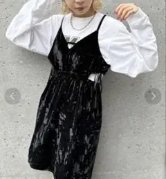 最終値下げ★チャオパニック　サイドカットアウトベロアチュニックキャミワンピ