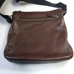 COACH ダークブラウン レザー ショルダーバッグ