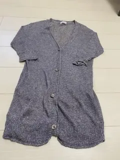 22 グレー　ロングカーディガン　F リネン　綿　麻　ＫＢＦのサムネイル