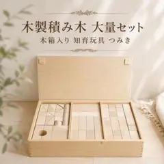 木製つみき 積み木 知育玩具 無塗装 天然木 おもちゃ（春のパッケージ 
