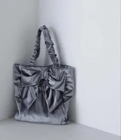 NATURAL BEAUTY BASIC ベロアドレープリボントートバッグ