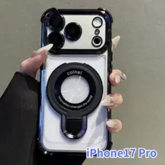 iPhone17　ケース　Pro　マグセーフ　リング付き　クリア　ブラック