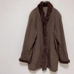 ファー付き アウター コート ジャケット ブラウン シンプル 軽量