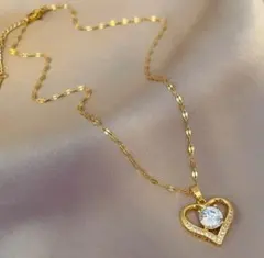 ネックレス サージカルステンレス 【爆売れ】 大きいハート ゴール czダイヤ✨