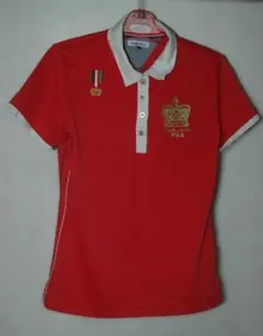 6927 FILA GOLF レディースポロシャツ レッド刺繍付き