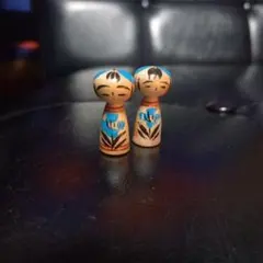 手描きこけし 2体セット　超小型　レア　縦2.5センチ　ミニこけし