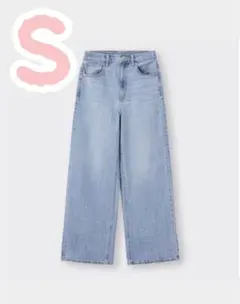 GU ハイウエストセミワイドジーンズS