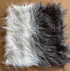 ASHEL ファー クッションカバー 白グレー